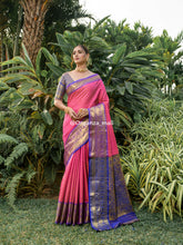 Pink Zari Worked With Royal blue Color Pure Banarasi saree